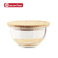 Quality Glass Mixing Salad Bowl With Bamboo Lid